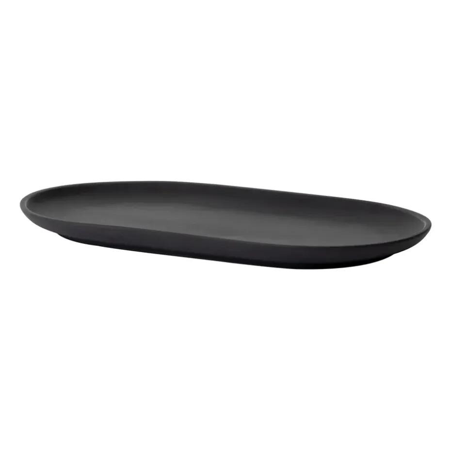Assiette ovale Sand 12,5x20 cm, Black clay