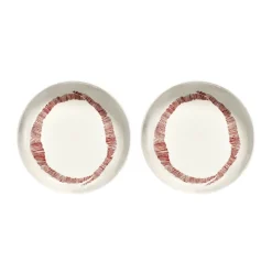 Assiettes creuses Ottolenghi Feast Ø22 cm lot de 2, White stripes-red