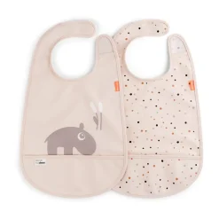 Bavoir Ozzo avec velcro, lot de 3, Poudre