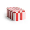 Bocal Tin Container small, Red-off white