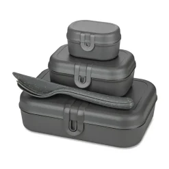 Boîte à déjeuner et couverts Pascal Ready, lot de 3, Nature ash grey