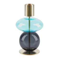 Bougeoir Bubble 14 cm, Bleu-fumé