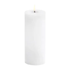 Bougie LED en bloc Uyuni Melted, Blanc rustique, Ø7,8x20 cm