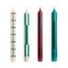 Bougie Pattern mix lot de 4, Greens-bordeaux