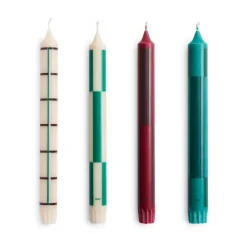 Bougie Pattern mix lot de 4, Greens-bordeaux