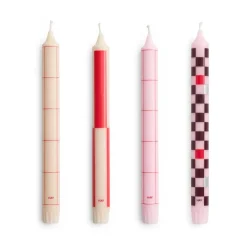 Bougie Pattern mix lot de 4, Reds-bordeaux