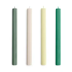 Bougies Hexagon Candle, lot de 4, Greens-whites