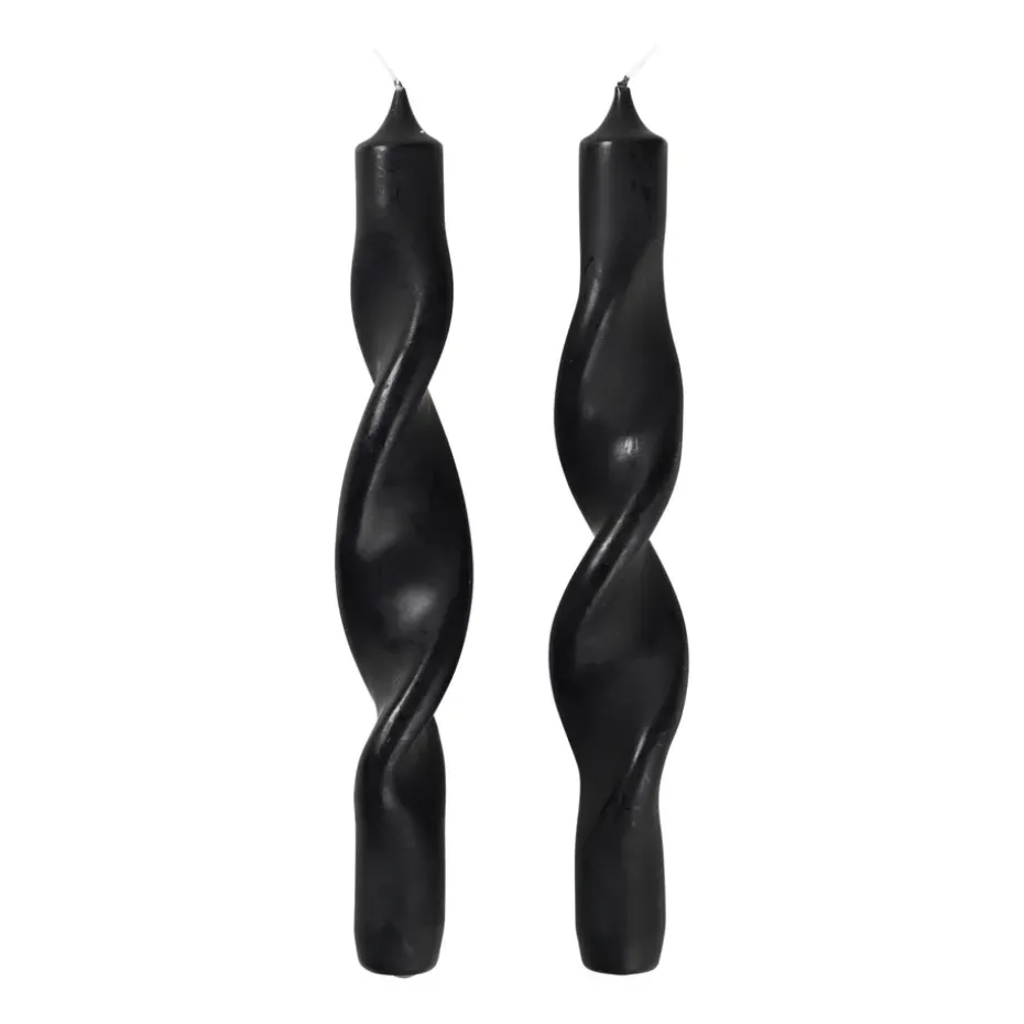 Bougies torsadées Twist twisted candles 23 cm Lot de 2, Simply black