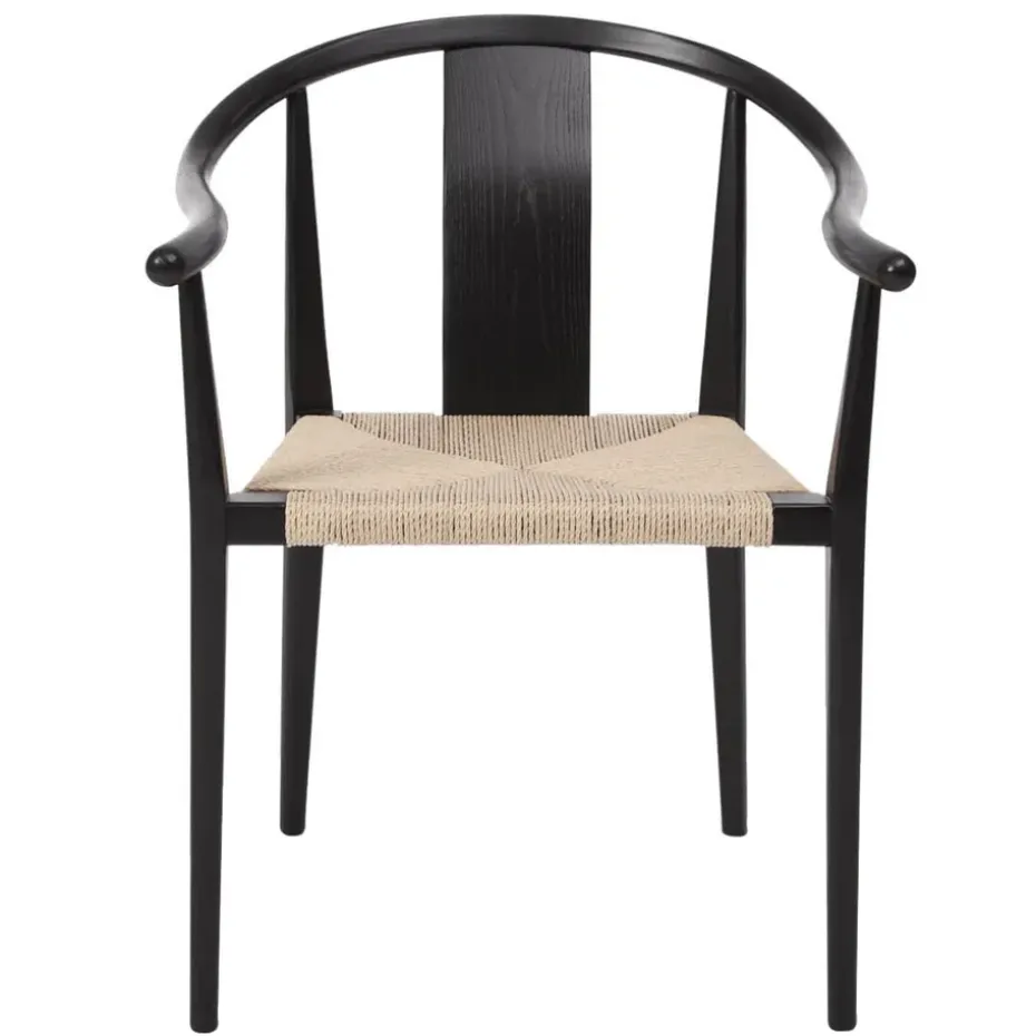 Chaise Shanghai frêne teinté noir, Naturel