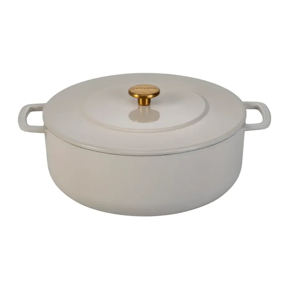 Cocotte Combekk Enameled en fonte émaillée Ø24 cm, Sand-gold knob