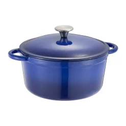 Cocotte ronde en fonte Gretl avec bouton en acier inoxydable 4 L, Bleu