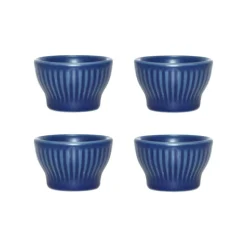 Coquetier Groovy Lot de 4, Blue stoneware