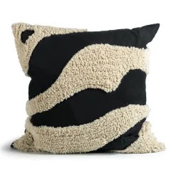 Coussin Fluffy 50x50 cm, Black-beige