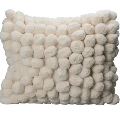 Coussin Pom Pom 45x45cm, Blanc cassé