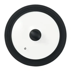 Couvercle universel Una en silicone noir, forme ronde, Verre