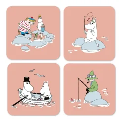 Dessous de verre Moomin été 2022 Fiske Lot de 4, Rose