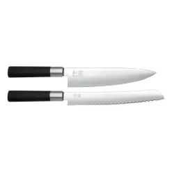 Ensemble de couteau de cuisine et à pain Kai Wasabi Black, 2 pièces