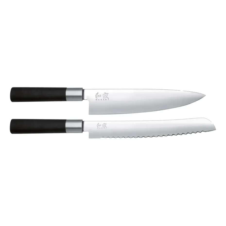 Ensemble de couteau de cuisine et à pain Kai Wasabi Black, 2 pièces