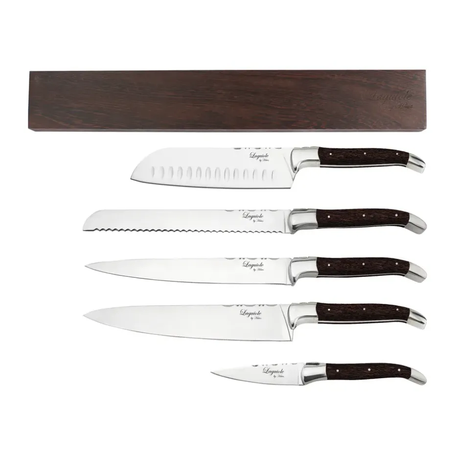 Ensemble de couteaux Laguiole By Hâws avec barre magnétique 6 pièces, Wengé