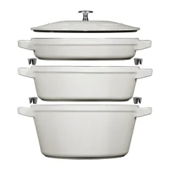 Ensemble de casseroles et poêles empilables Staub 5 pièces, White truffle