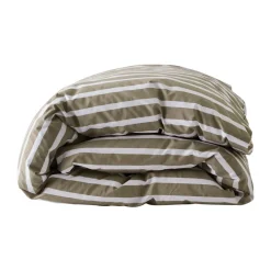 Housse de couette rayée Tell Me More en coton, Olive, 150x200 cm