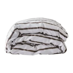 Housse de couette rayée Tell Me More en coton, Taupe, 240x220 cm