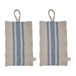Maniques en lin, lot de 2, Bleu