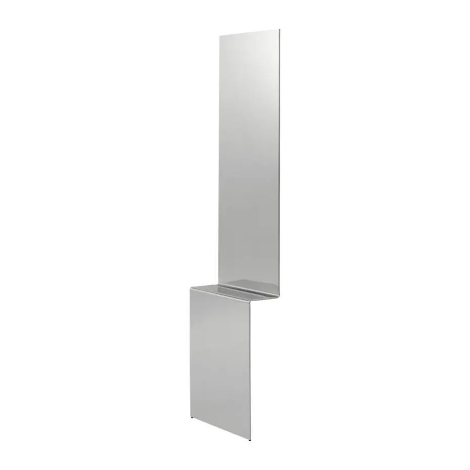 Miroir mural Pleat, Acier poli, 227x57 cm