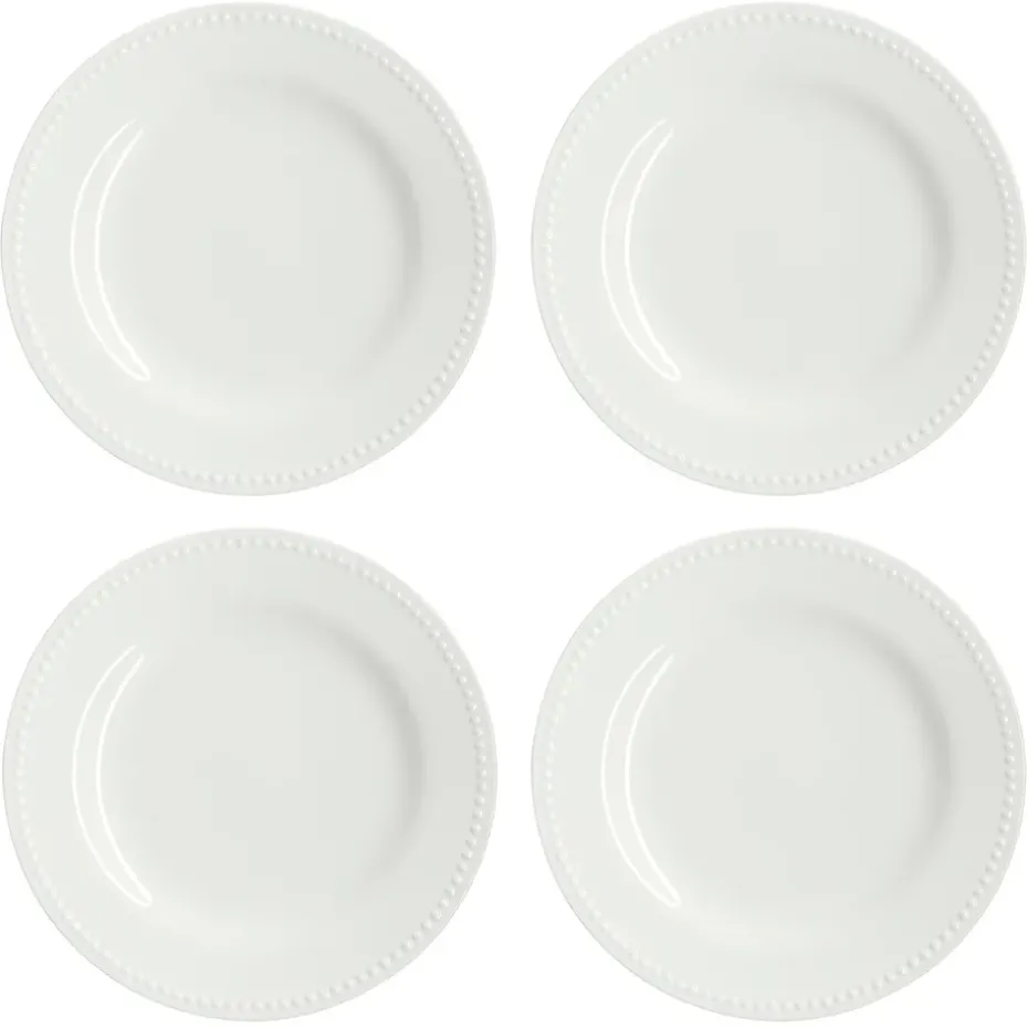 Petite assiette Dots 22cm Lot de 4, Blanc cassé