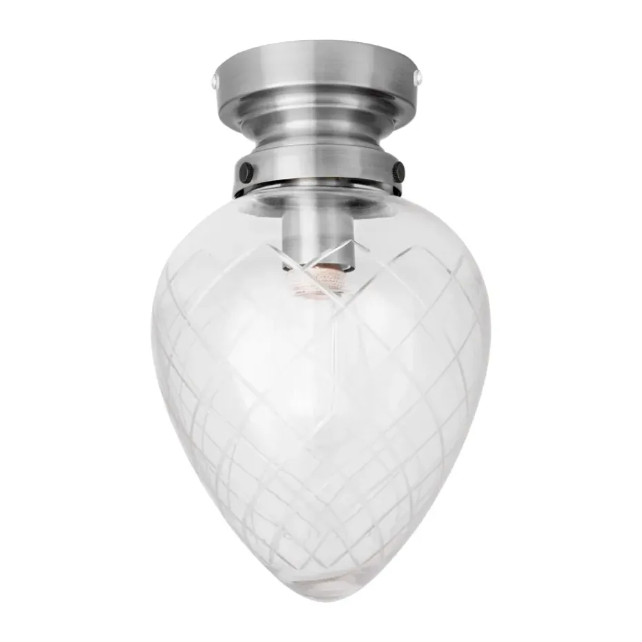 Plafonnier Juni IP44, Acier antique-transparent