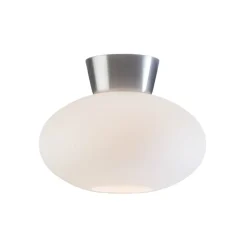 Plafonnier Verre opale Bullo Ø27 cm, Aluminium