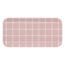 Plateau Checks & Stripes 13x27 cm, Rose-blanc