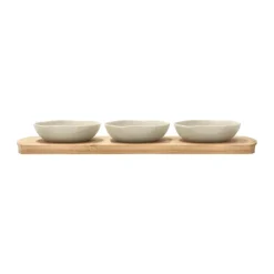 Plateau en bambou Shoku avec 3 bols, Beige