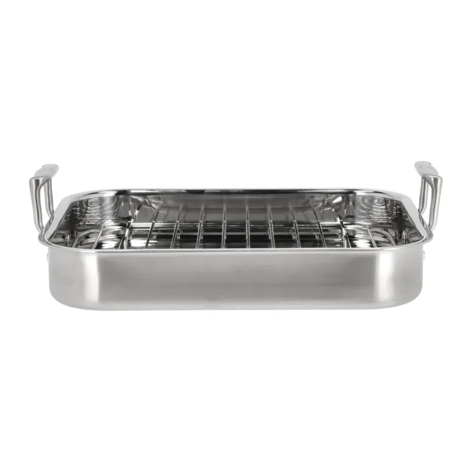 Plat à four avec grille Somme 32x26,5x5,5 cm, Acier inoxydable