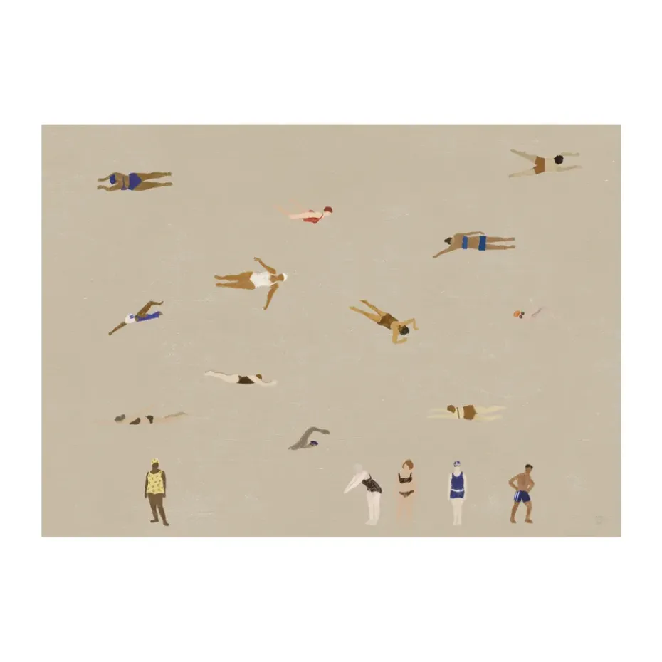 Poster Swimmers, Beige, 50x70 cm