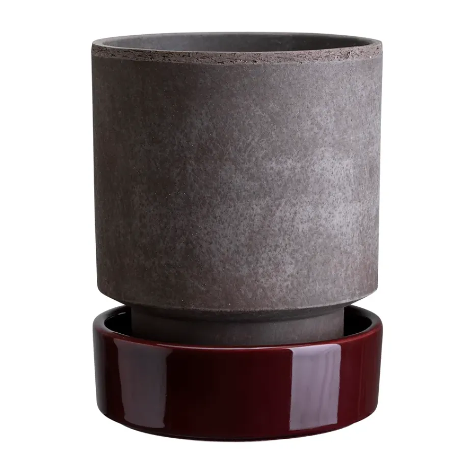 Pot Hoff, Ø16 cm, Raw Grey-Deep Burgundy
