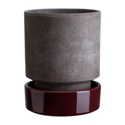 Pot Hoff, Ø18 cm, Raw Grey-Deep Burgundy