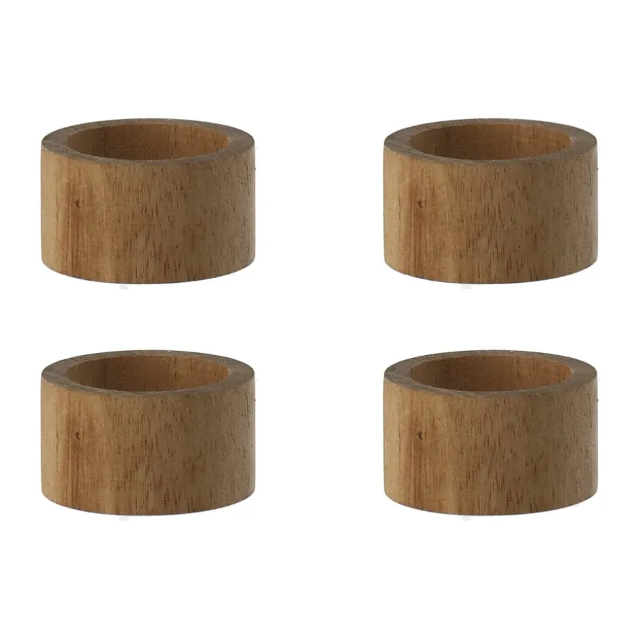 Ronds de serviette Hollow Ø5 cm 4 pièces, Acacia