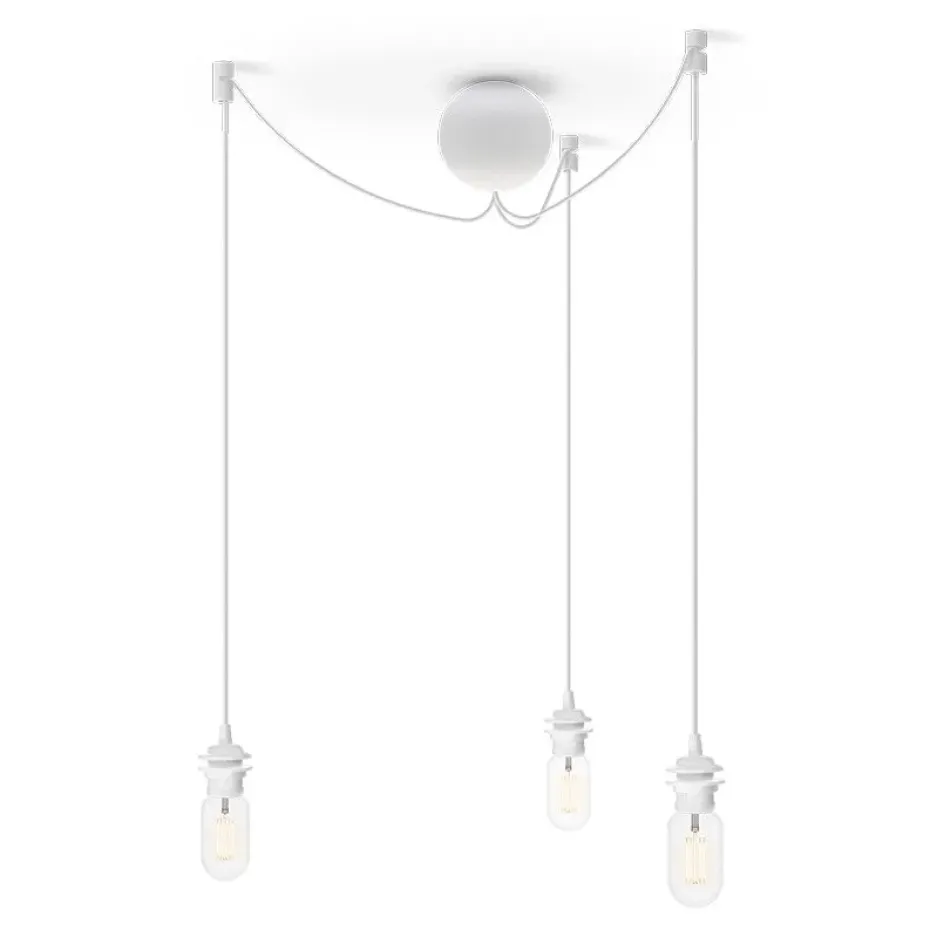 Rosace de plafond avec trois cordons Cannonball, Blanc