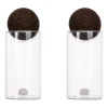 Salière et poivrier avec boule en liège Nature Lot de 2, Transparent-marron foncé