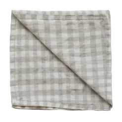 Serviette de table en lin à carreaux Gingham 45x45 cm, Naturel