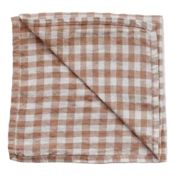 Serviette de table en lin à carreaux Gingham 45x45 cm, Biscuit