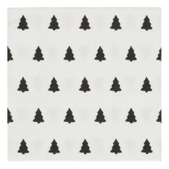 Serviette de table Linen trees 33x33 cm lot de 20, noir-blanc