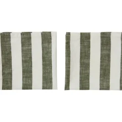 Serviette Striped 45x45 cm Lot de 2, Olive