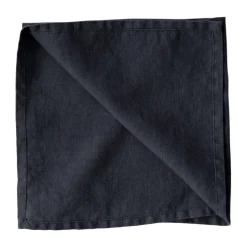 Serviette Washed linen, Bleu nuit