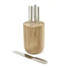 Set de couteaux Base avec bloc de couteaux 5 pièces, Wood-steel grey