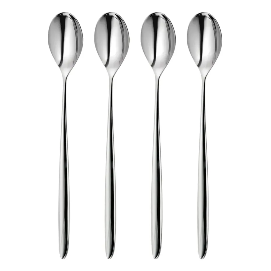 Set de 4 cuillères à latte Hidcote Bright, Acier inoxydable