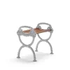 Tabouret Byarum, Acajou, support en aluminium brut