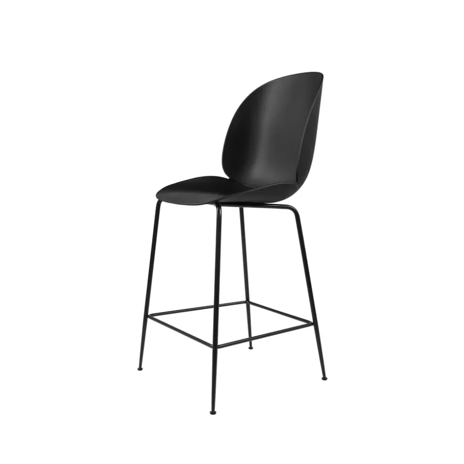 Tabouret de bar Gubi 3D bas, black, structure en acier noir