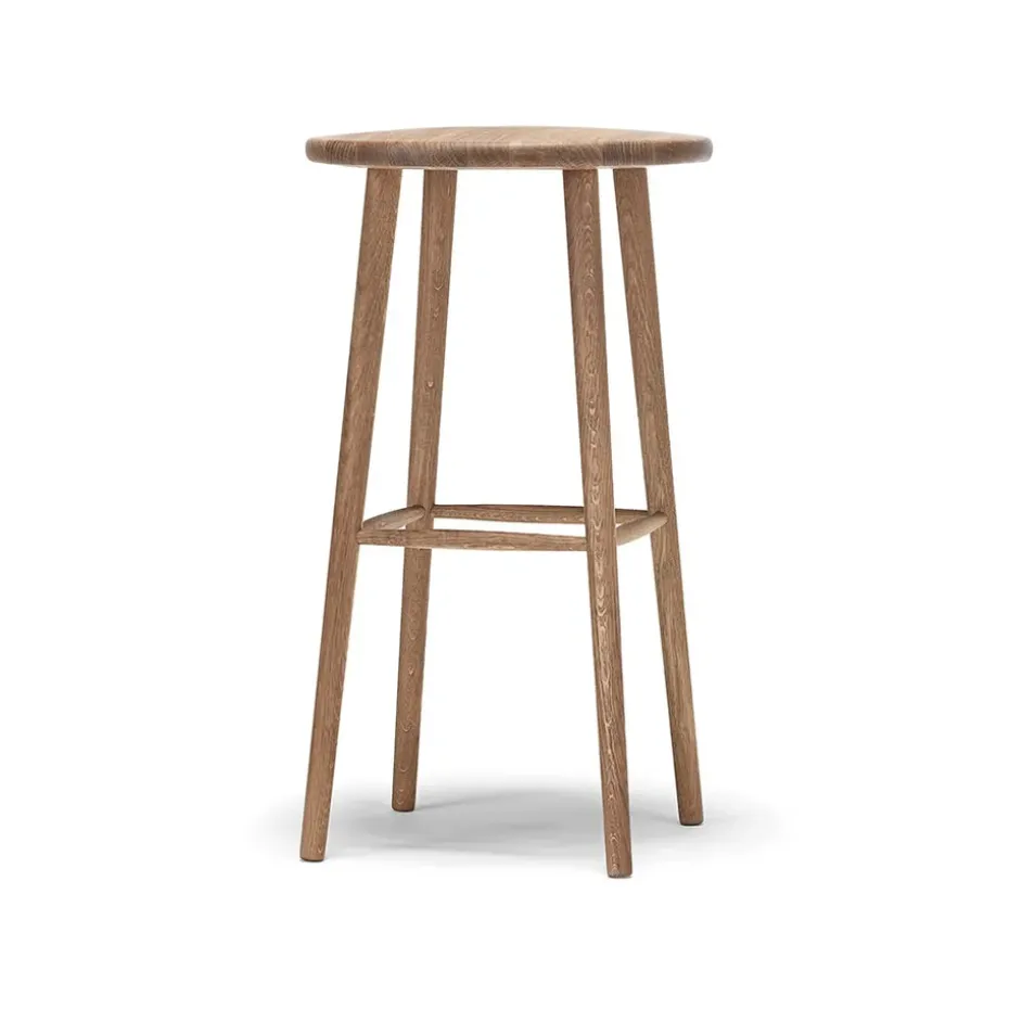 Tabouret de bar Miss Button, chêne huilé naturel, haut